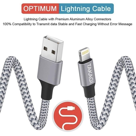 IPhone Charger 3 Pack 6Ft Nylon Braided Lightning Cable USB Iphone 14-6 SE Ipad - Picture 2 of 7